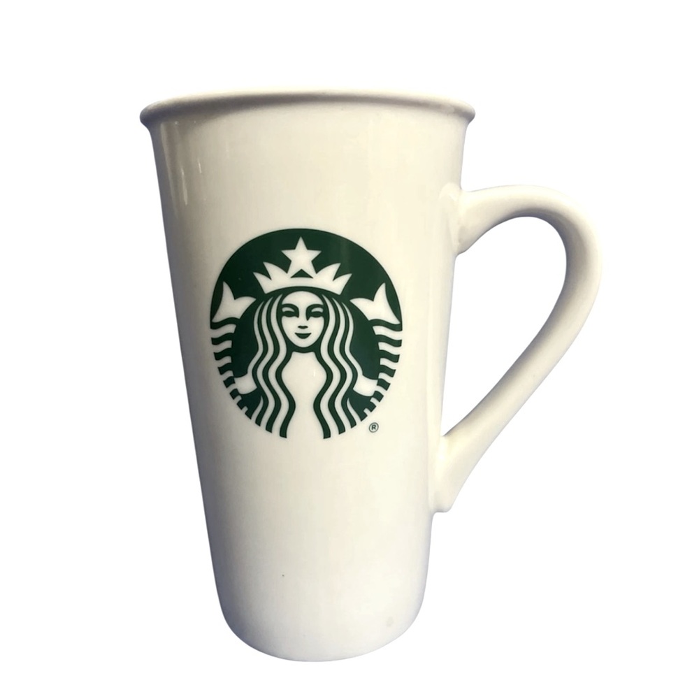 Starbucks Tall Ceramic Coffee Tea Mug 16 oz Green Siren Logo Brand New
